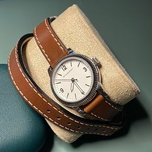 Burberry BU7848 Stainless Steel Watch w/ leather wraparound strap
